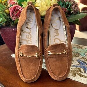 Brand New Sam Edelman Genuine Suede Flats Driving Slip On Loafers Horse Bit